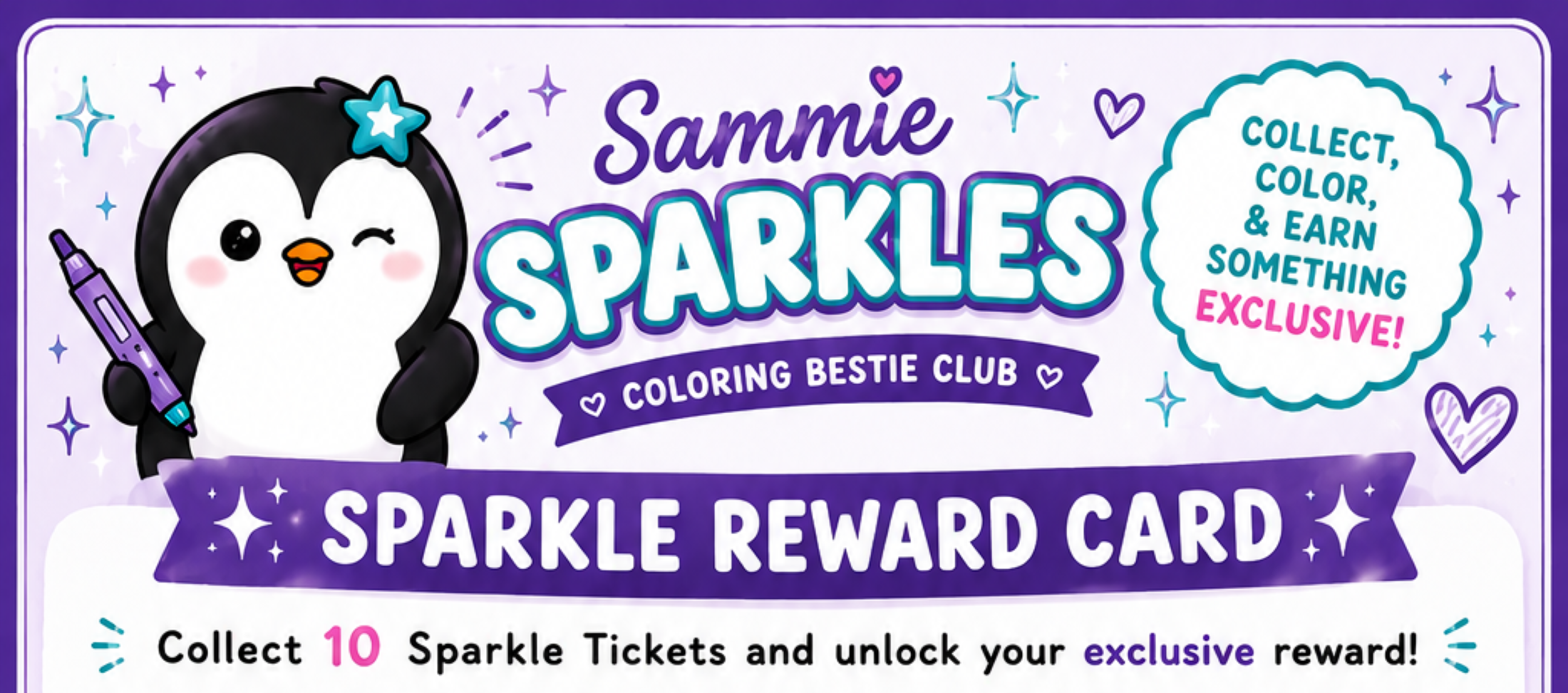 Sammie Sparkles Coloring Bestie Reward Card
